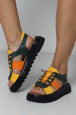 Босоножки ED'ART 2029.2525'bl. Зеленый желтый оранжевый
