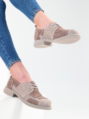 Полуботинки туфли ED'ART 205.патриция'ka. ваниль серо коричневый замша