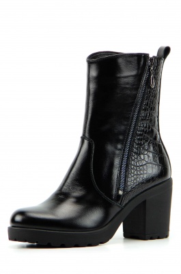 Ботильоны кожаные черные с принтом змеи