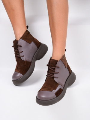 Ботинки кожаные коричневые