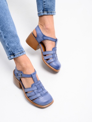 Босоножки кожаные синие