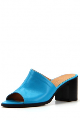 Сабо кожаные синие