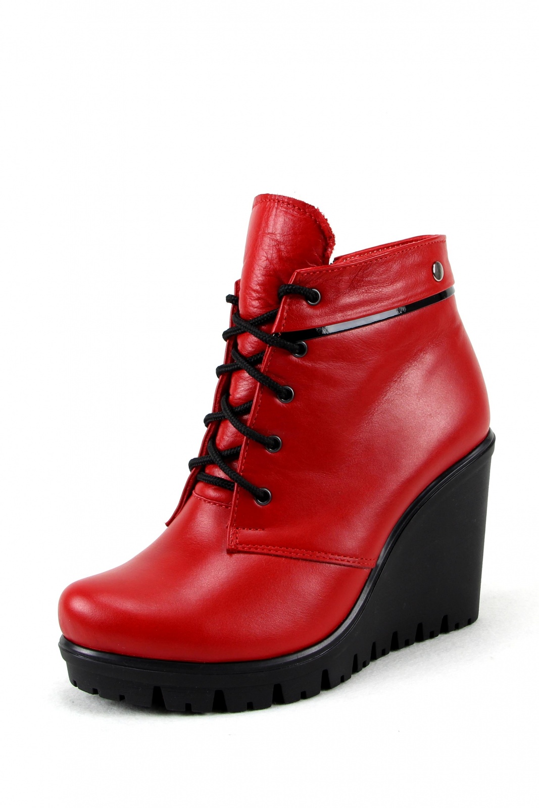 Ботильоны кожаные красные