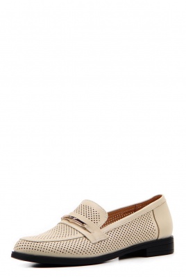 Лоферы кожаные с перфорацией бежевые