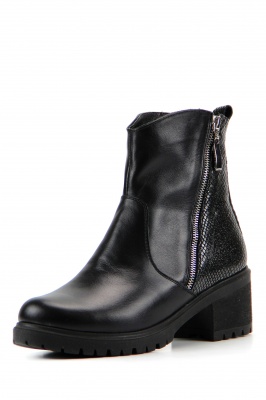 Ботильоны кожаные черные с принтом змеи