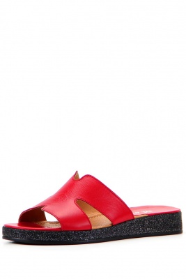 Мюли кожаные красные