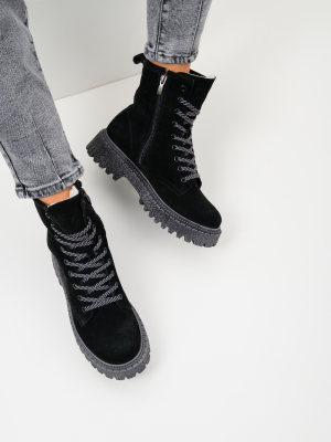 Ботинки черные натуральная замша
