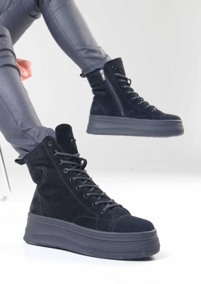 Ботинки замшевые черные