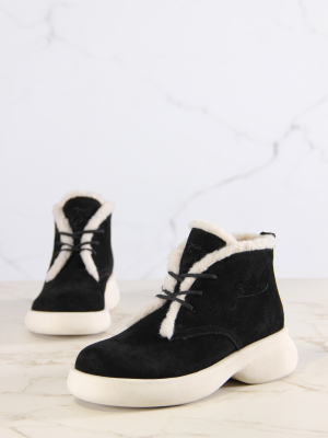 Ботинки замшевые черные