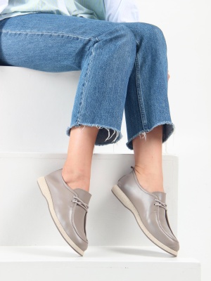 Туфли кожаные серые