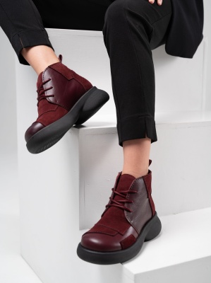 Ботинки бордовые натуральная кожа