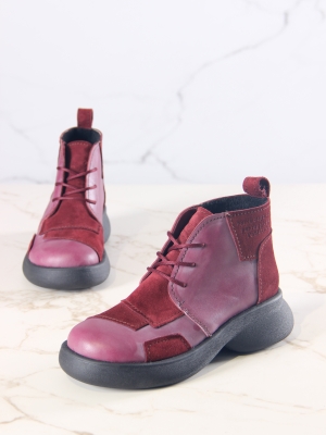 Ботинки кожаные бордовые