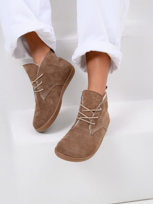 Ботинки босоногие замшевые коричневые