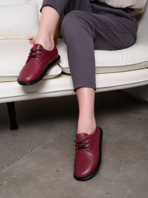 Туфли кожаные бордовые