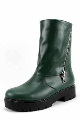 Полусапоги кожаные зеленые
