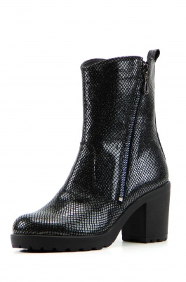 Ботильоны кожаные черные с принтом змеи