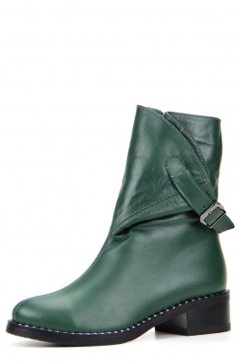 Полусапоги кожаные зеленые