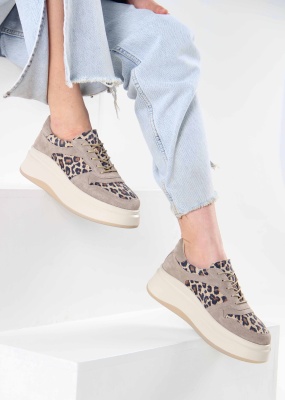Кроссовки ED'ART 149.24916'be. бежевый леопард ваниль замша