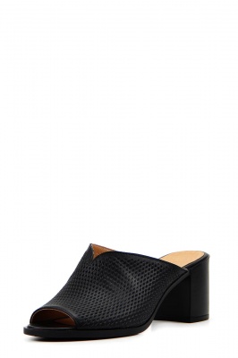 Сабо кожаные черные с перфорацией