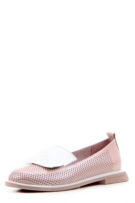 Лоферы кожаные с перфорацией розовые