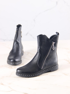 Ботинки кожаные черные