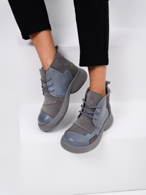 Ботинки серые натуральная кожа